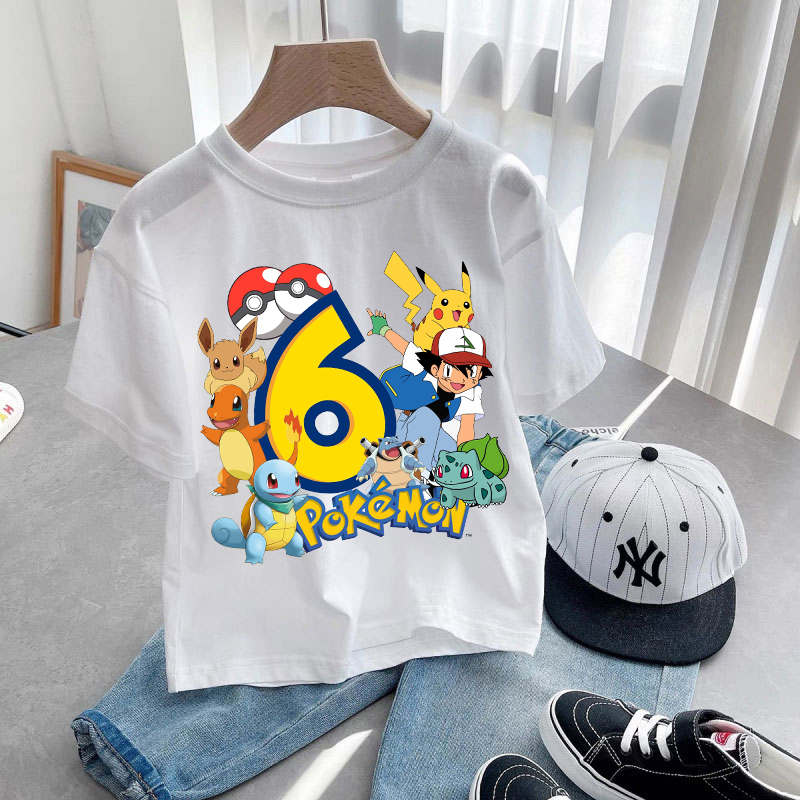 Pokemon Anime Merchandise - Anime Pokemons Kawaii T-shirts for Children