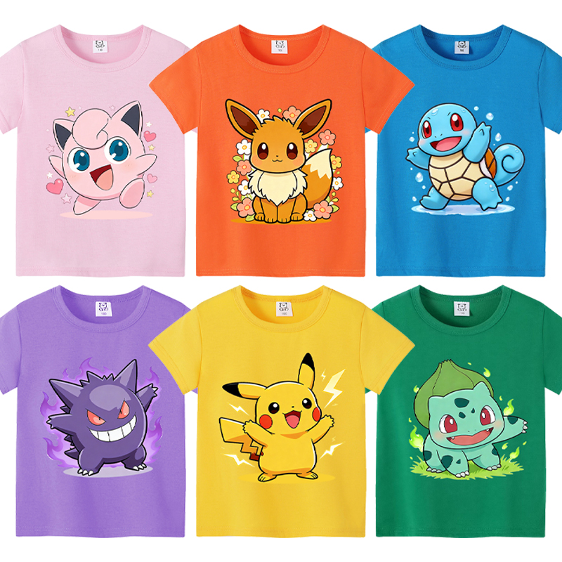 Pokemon Anime Merchandise - Anime Pokemons Kawaii T-shirts for Children