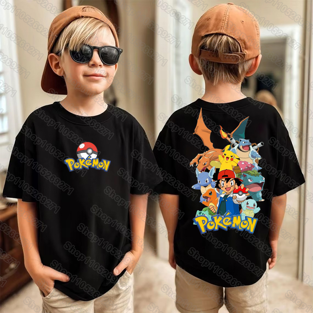 Pokemon Anime Merchandise - Pokemons Pikachu Cartoon Kids Printed T-Shirts