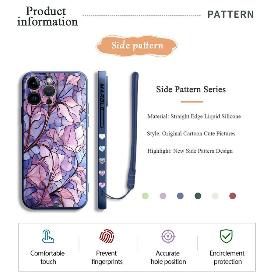 Flower Marble Phone Case for i - Lanyard Anime Logo 리뷰 및 가격